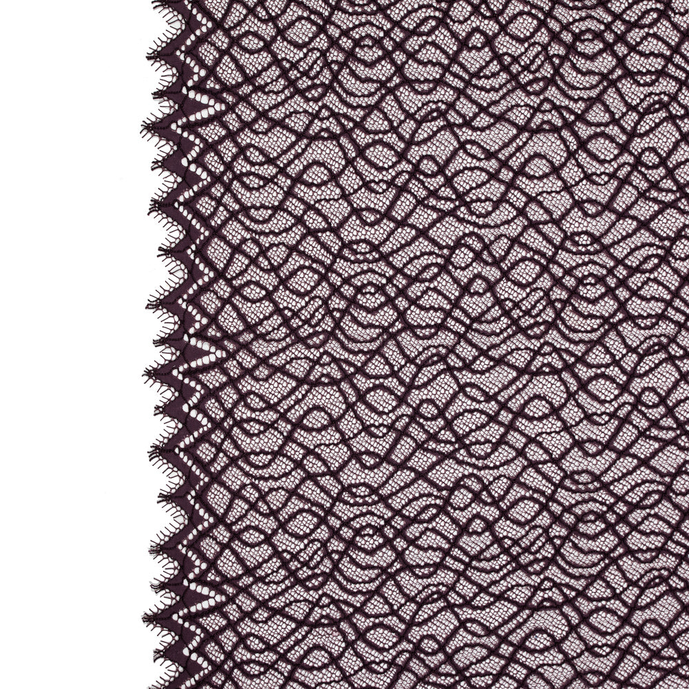 Corded Lace with Eyelash Edges - Fig Abstract
