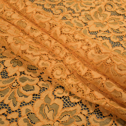 Re-Embroidered Lace Panel - Butterscotch Floral Detail