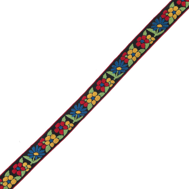 German Primary Color Floral Jacquard Ribbon - 0.75"
