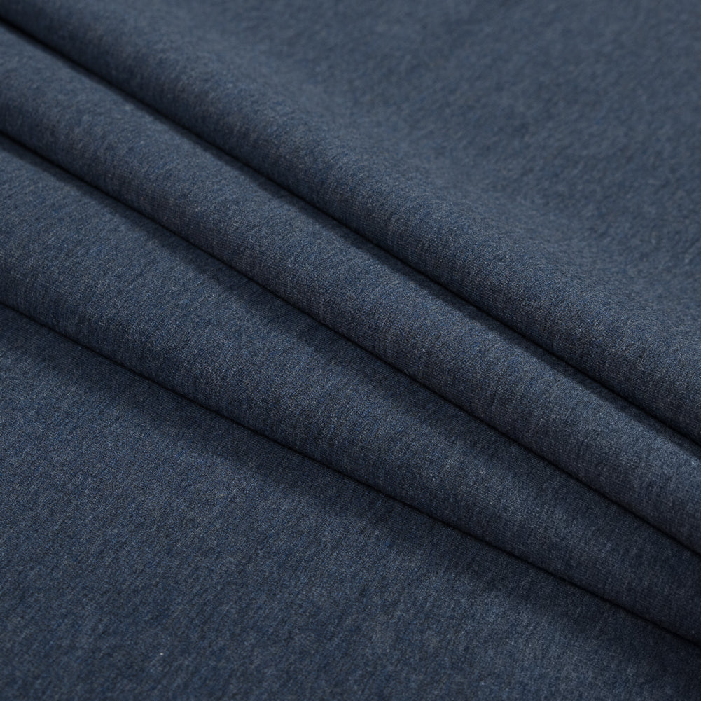 Bamboo and Cotton Stretch Knit Fleece - Heather Lake Blue - Jessamyn Collection Detail