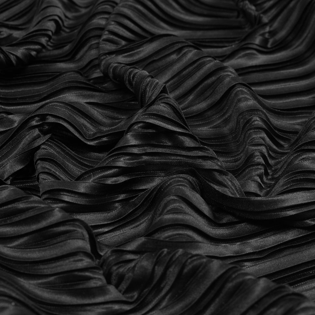Italian Black Pleated Polyester Woven Full