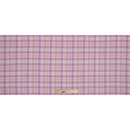 Italian Pink and Orange Metallic Plaid Cotton Voile Folded