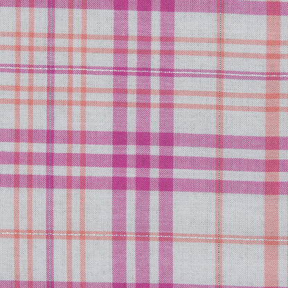 Italian Pink and Orange Metallic Plaid Cotton Voile Full