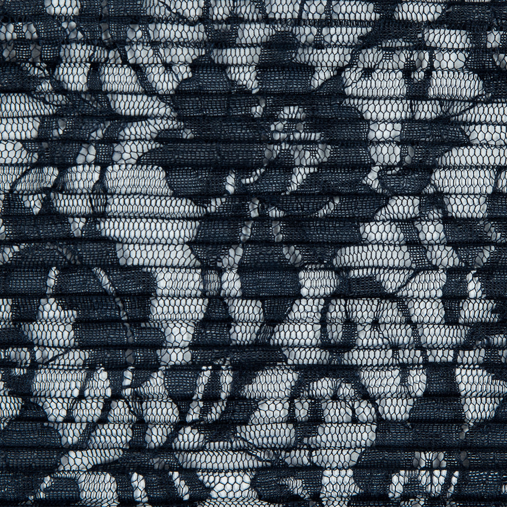 Italian Navy Floral Pleated Lace Full
