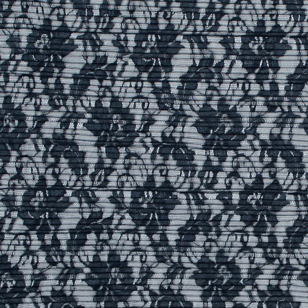 Italian Navy Floral Pleated Lace