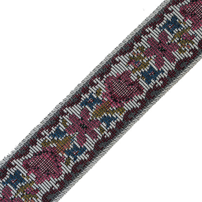 Pink Floral Jacquard Ribbon - 1.5" Detail