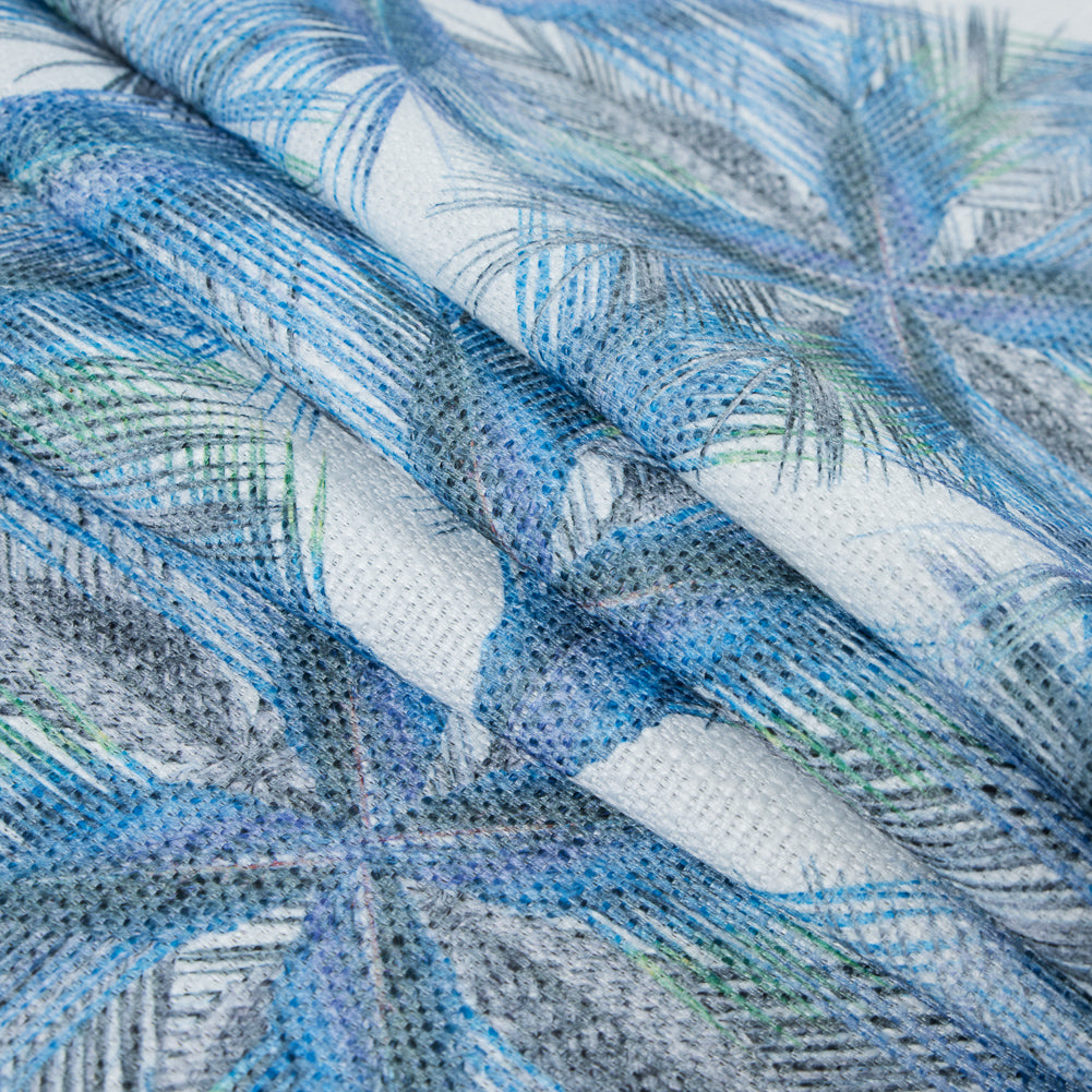 Italian Blue Tropical Digitally Printed Canvas Folded
