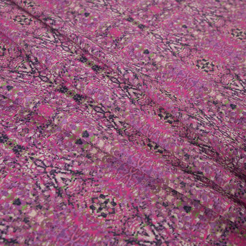 Italian Pink Kaleidoscopic Digitally Printed Stretch Polyester Folded