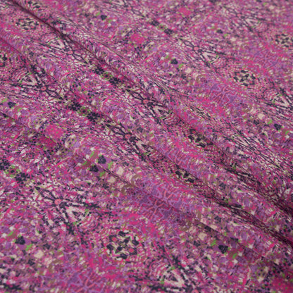 Italian Pink Kaleidoscopic Digitally Printed Stretch Polyester Folded