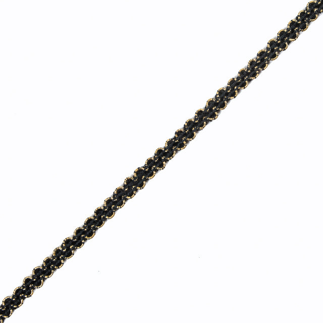 Gold and Black Metallic Ric Rac Trim - 0.5"