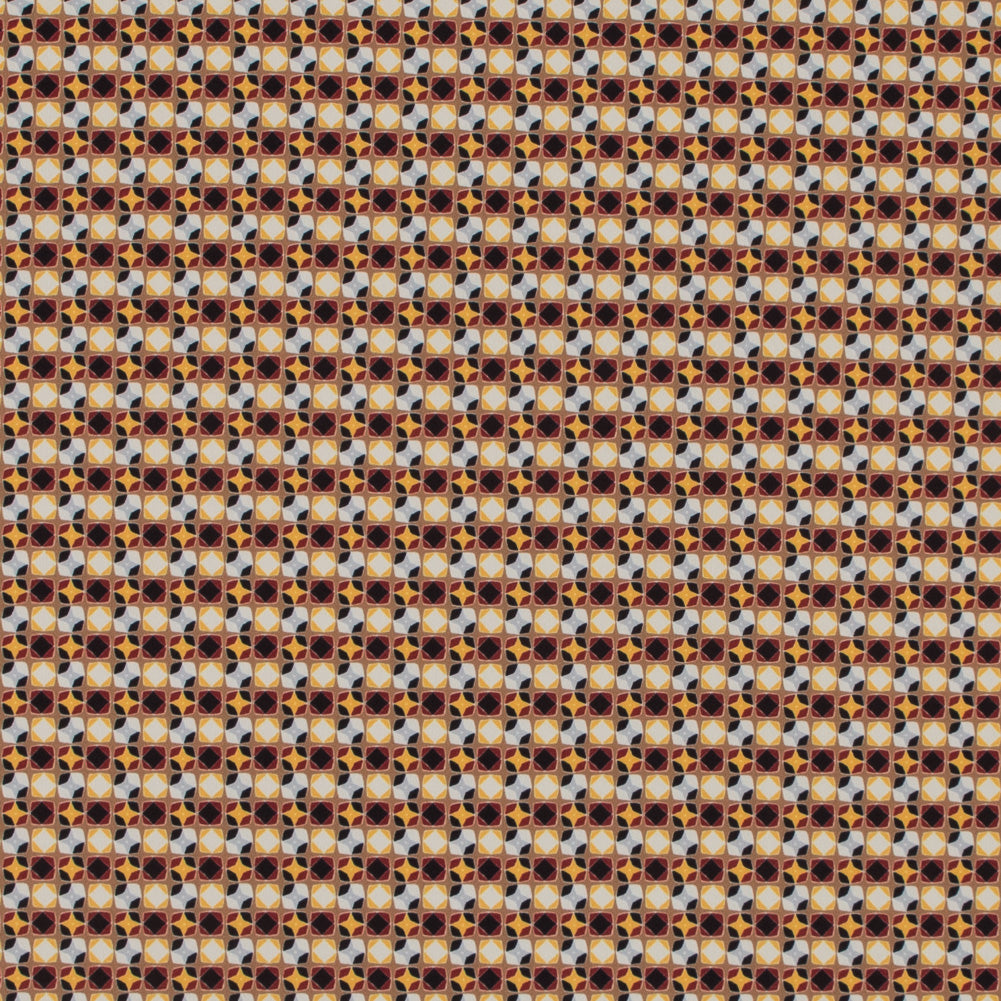 Italian Yellow Geometric Digitally Printed Stretch Polyester