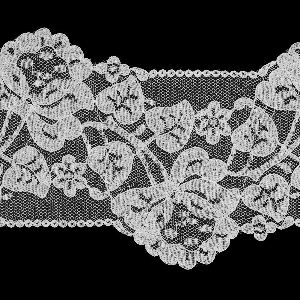 Off-White Floral Lace Trim - 6" Detail