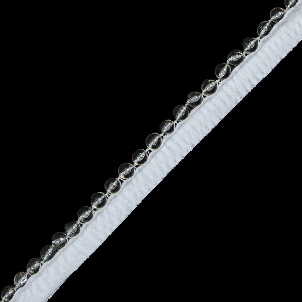 Clear Beaded Trim with a White Lip - 1.5" Detail