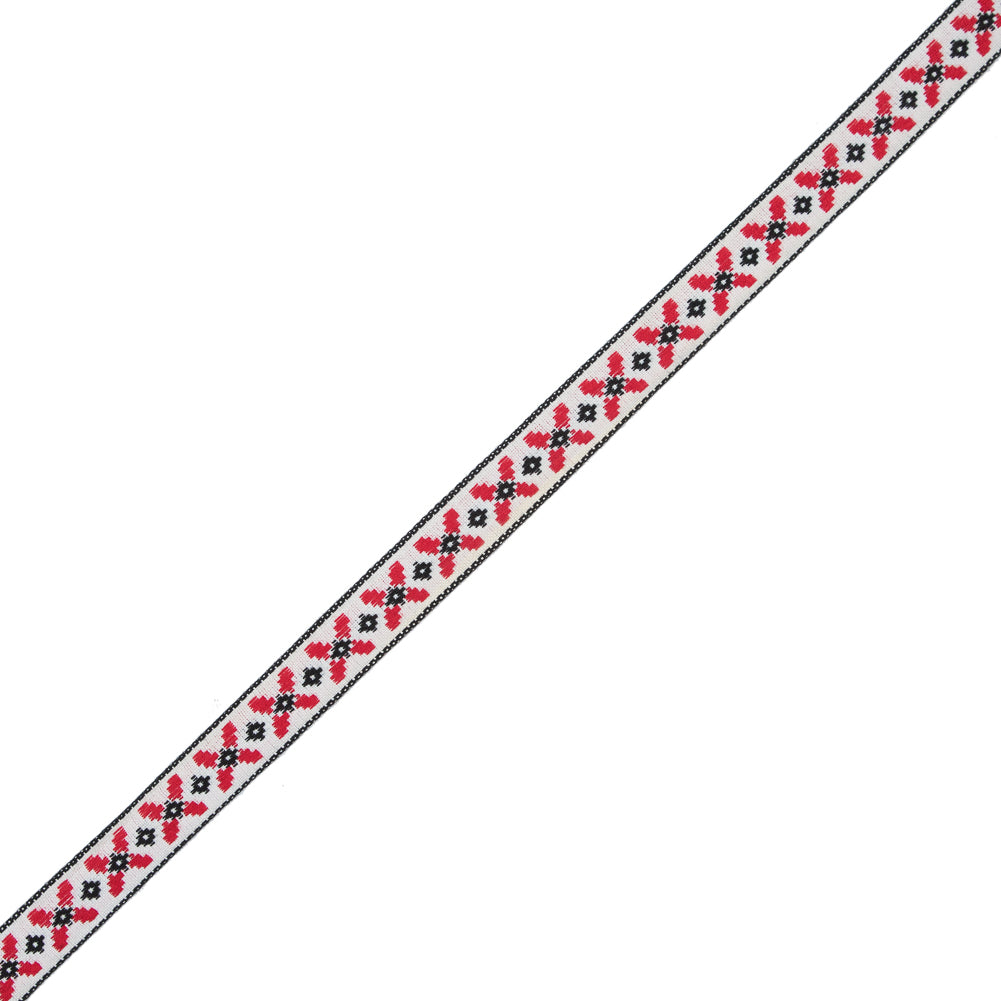 Black and Red German Jacquard Ribbon - 0.6"