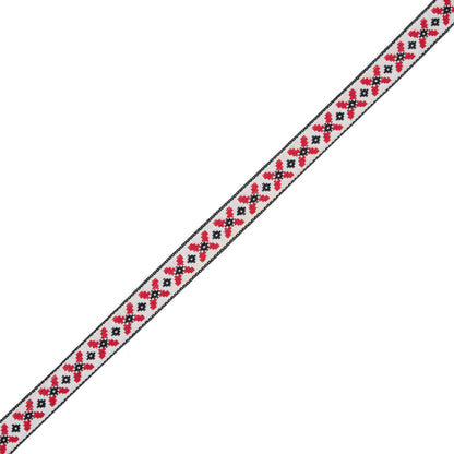 Black and Red German Jacquard Ribbon - 0.6"