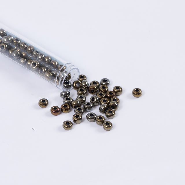 Brown Iris Opaque Czech Seed Beads - Size 2