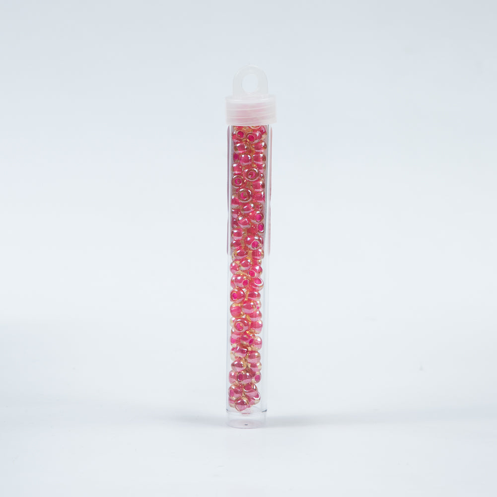 Pink Lined Topaz Czech Seed Beads - Size 2 Detail