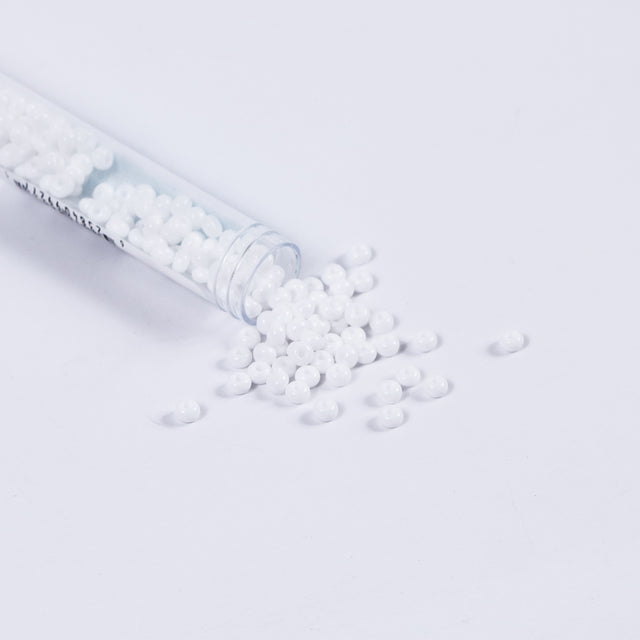 White Opaque Czech Seed Beads - Size 6
