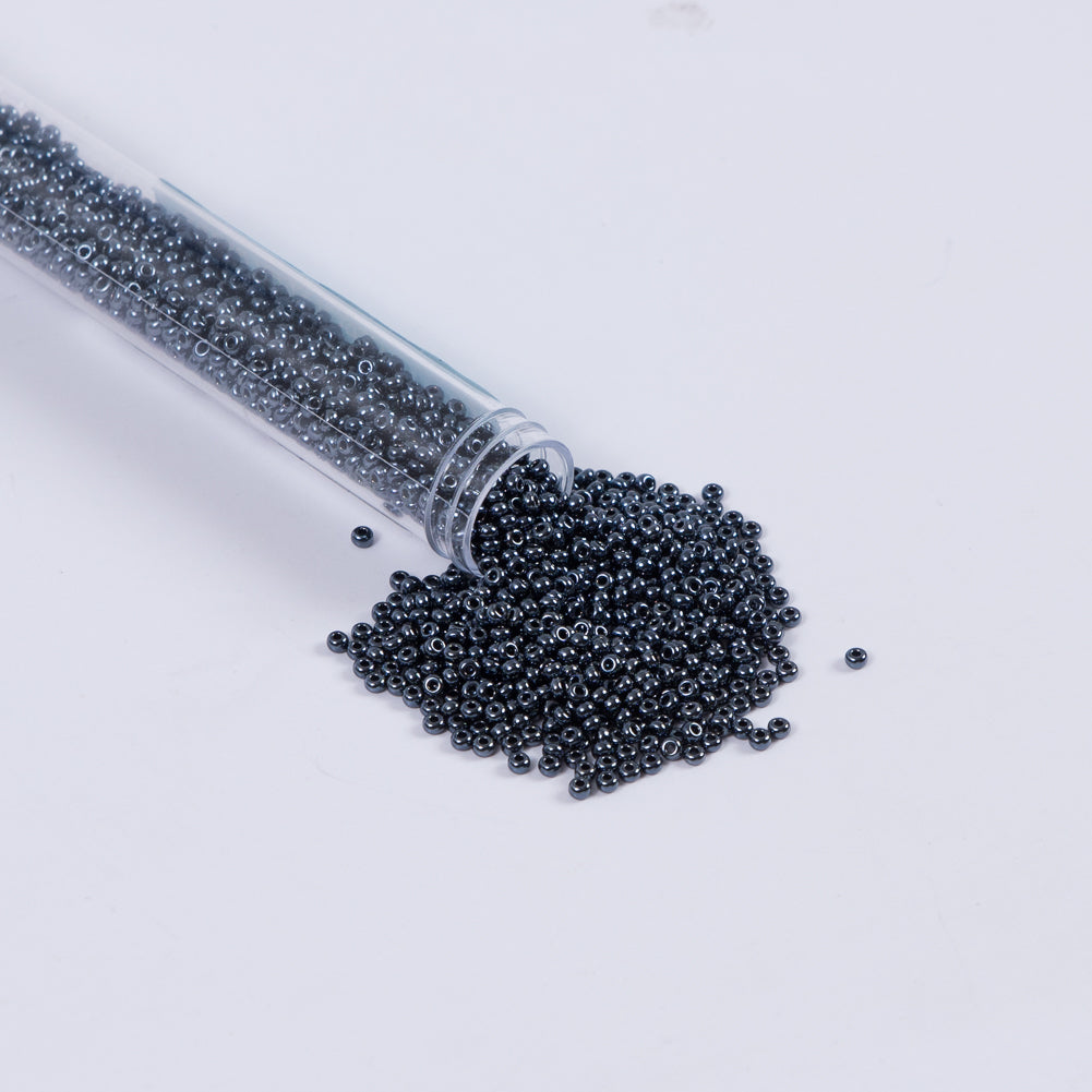 Metallic Gunmental Czech Seed Beads - Size 10