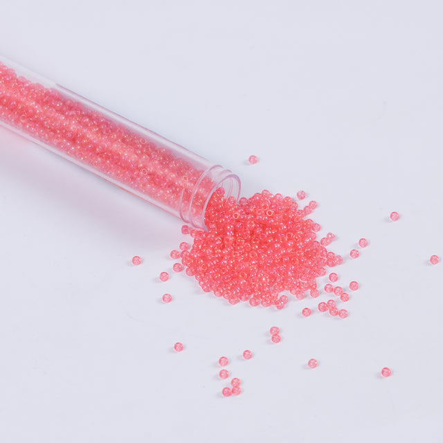 Salmon Iridescent Czech Seed Beads - Size 10