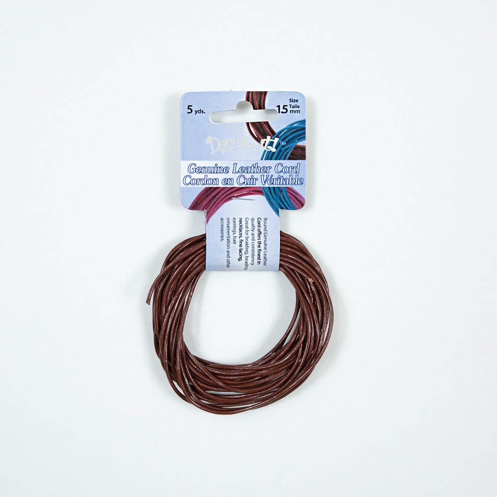 Dazzle-It Earth Red Genuine Leather Cord - 1.5mm