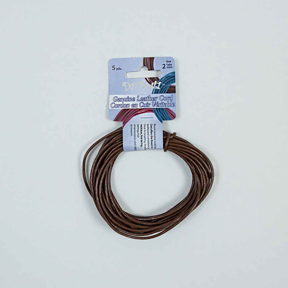 Dazzle-It Brown Genuine Leather Cord - 2mm