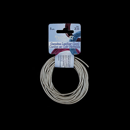 Dazzle-It Metallic Silver Genuine Leather Cord - 2mm