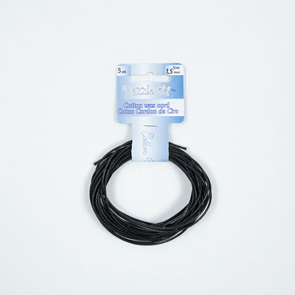 Dazzle-It Black Cotton Wax Cord - 1.5mm