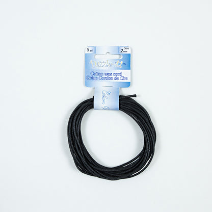 Dazzle-It Black Cotton Wax Cord - 2mm