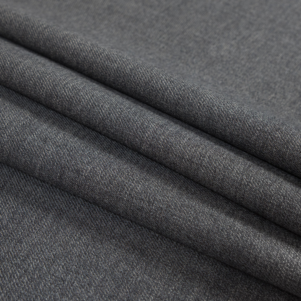 Black and Charcoal Virgin Wool Double Faced Melange Folded