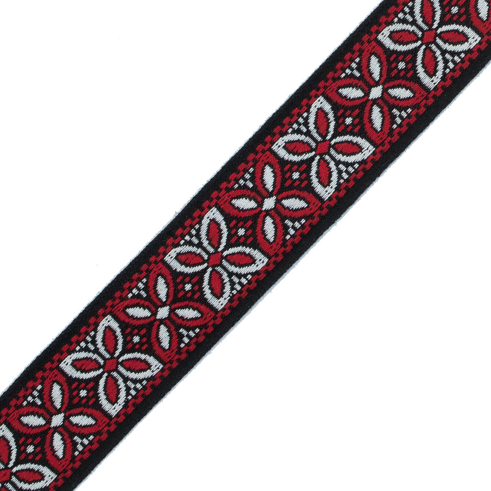 Red and Black German Jacquard Ribbon - 1.375" Detail