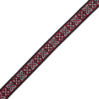 Red and Black German Jacquard Ribbon - 1.375"