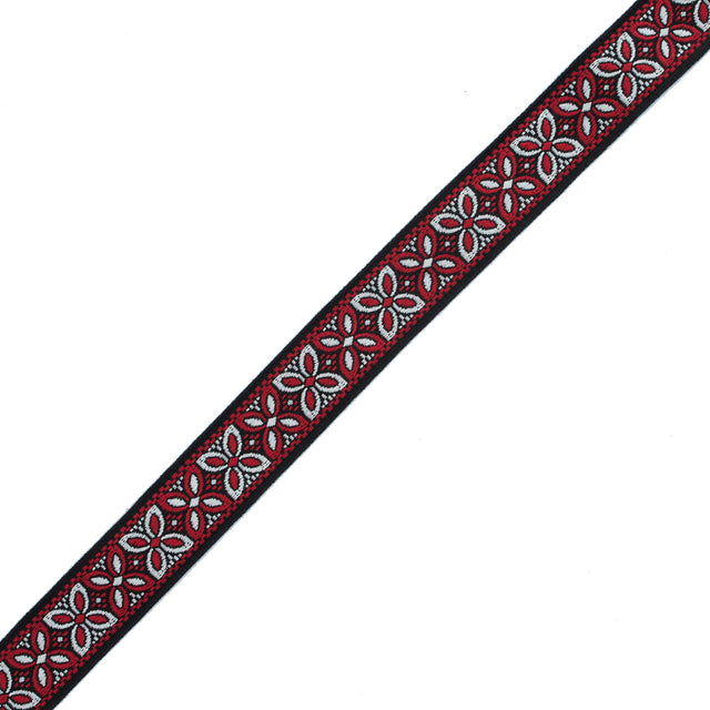 Red and Black German Jacquard Ribbon - 1.375"