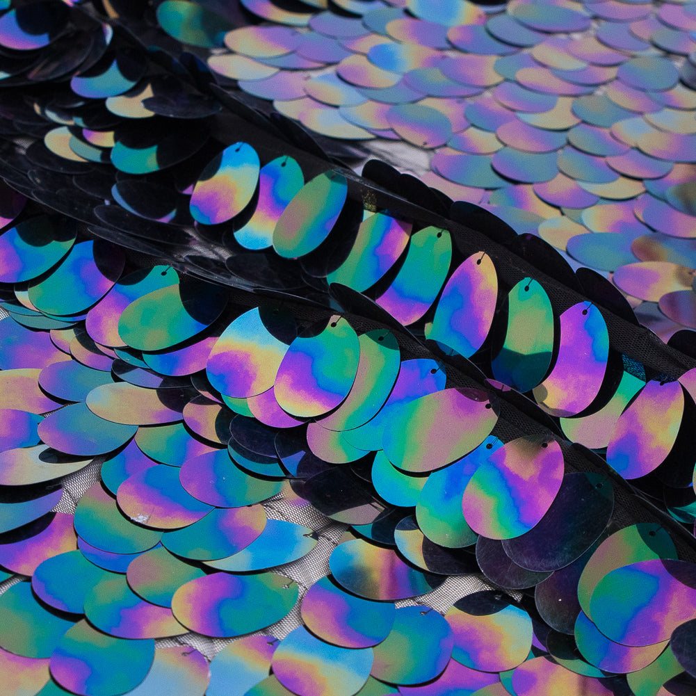 Mesh with Large Paillette Sequins - Multicolor Oilslick - Gilles Collection Detail