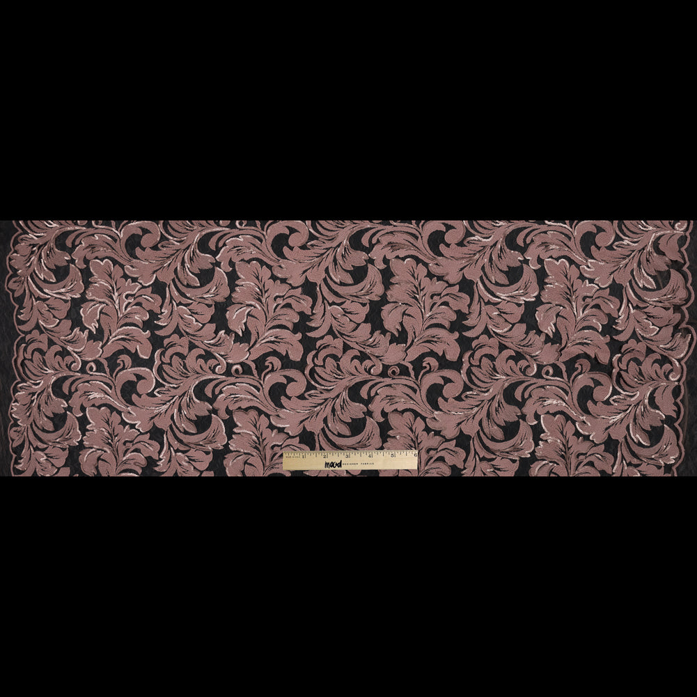 Embroidered Netting with Sequins - Coral Pink Floral Folded