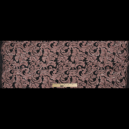 Embroidered Netting with Sequins - Coral Pink Floral Folded