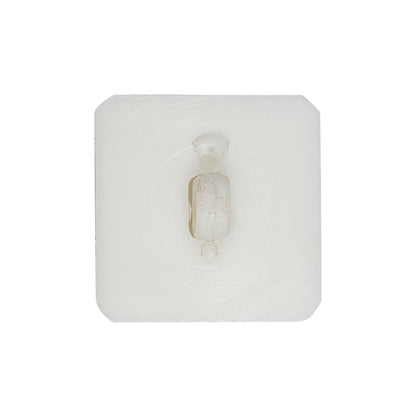 White Square with Molded Decoration 2-Piece Shank Back Plastic Button - 44L/28mm - Detail