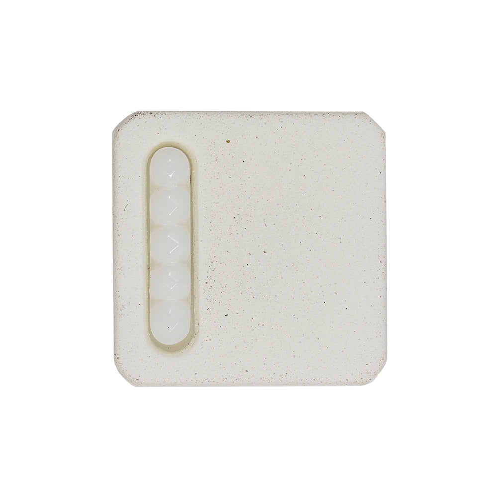 White Square with Molded Decoration 2-Piece Shank Back Plastic Button - 44L/28mm