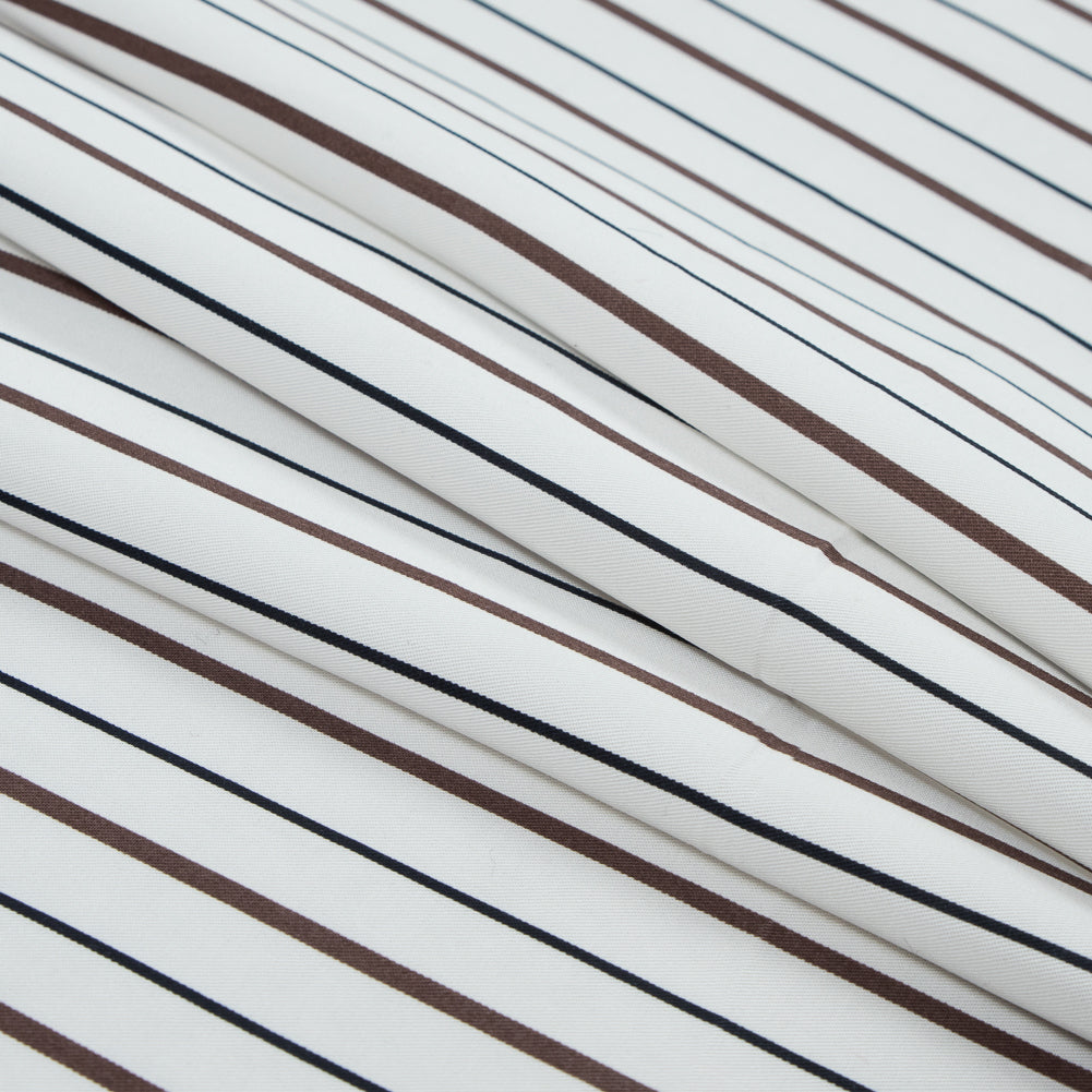 Brown, Black and White Striped Rayon Twill Folded