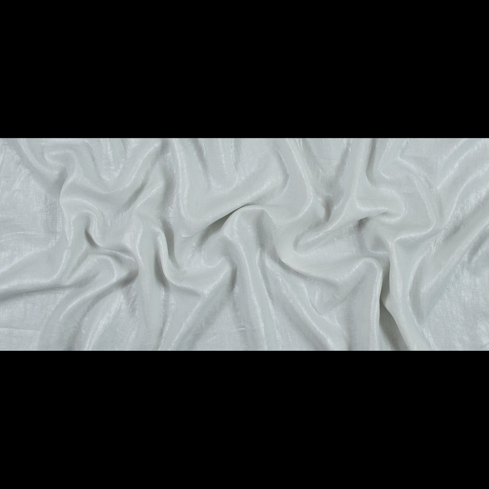 Ivory Lightweight Linen Woven with Metallic Silver Foil - Folded