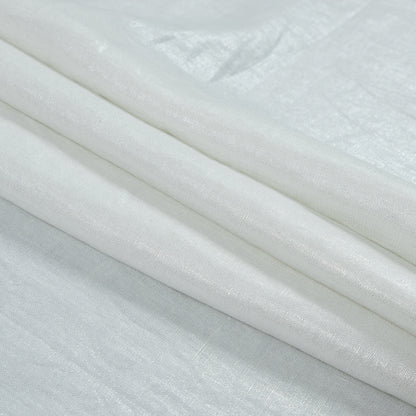Ivory Lightweight Linen Woven with Metallic Silver Foil - Detail