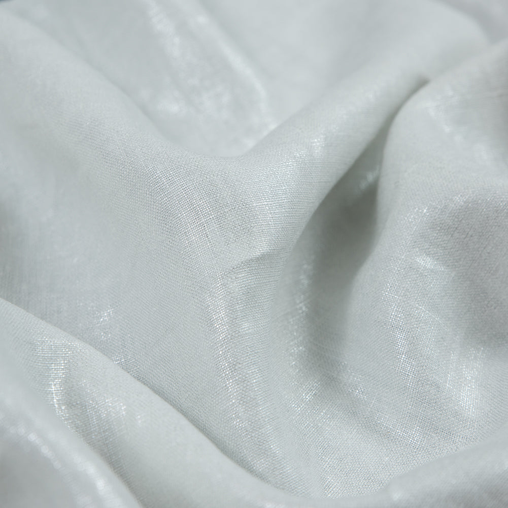 Ivory Lightweight Linen Woven with Metallic Silver Foil - Full