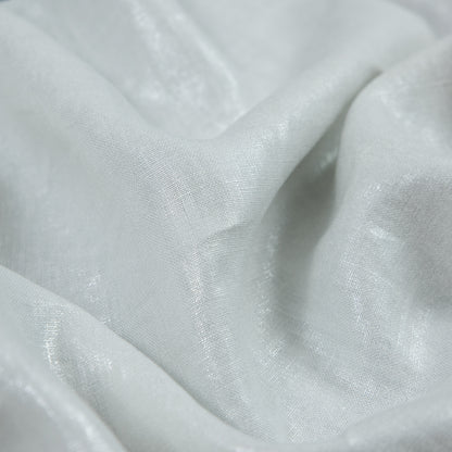 Ivory Lightweight Linen Woven with Metallic Silver Foil - Full
