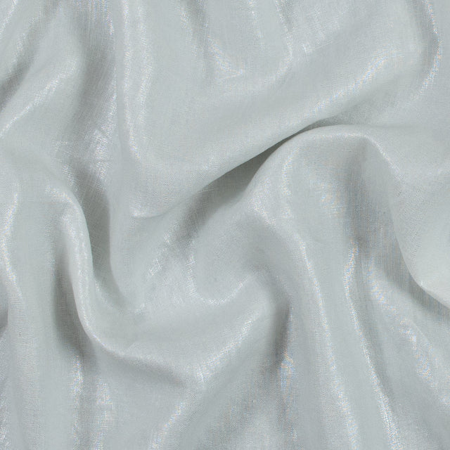 Ivory Lightweight Linen Woven with Metallic Silver Foil