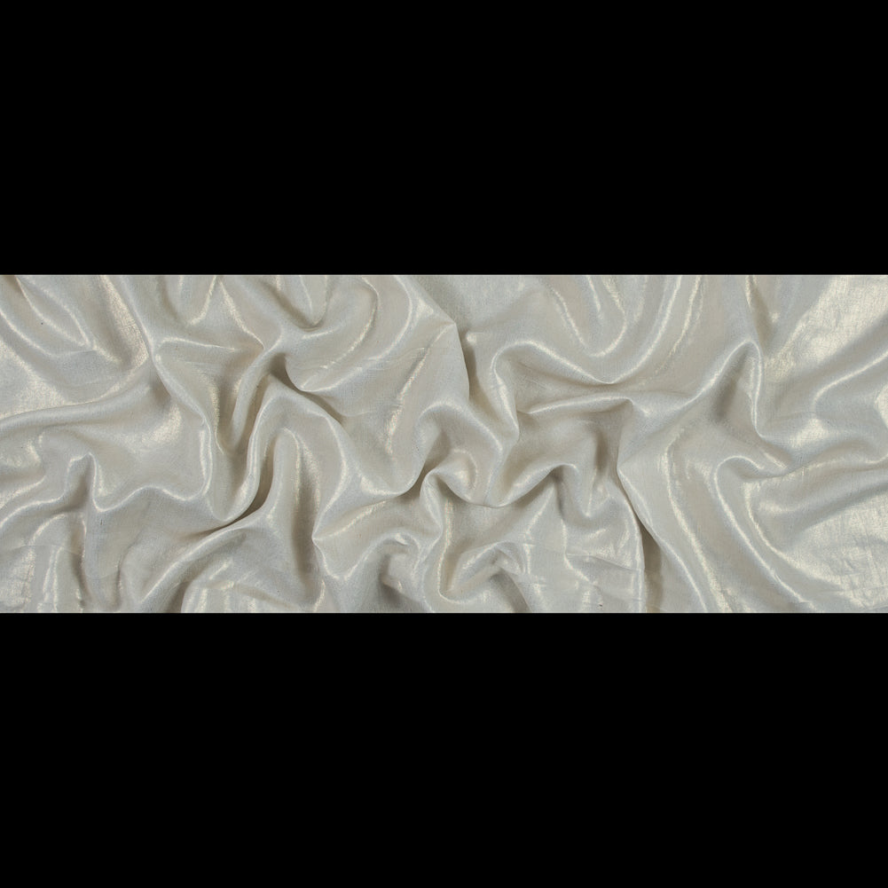 Lightweight Linen Woven with Metallic Gold Foil - Ivory - Simone Collection Folded