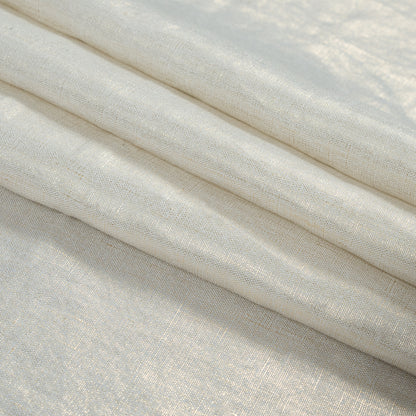 Lightweight Linen Woven with Metallic Gold Foil - Ivory - Simone Collection Detail