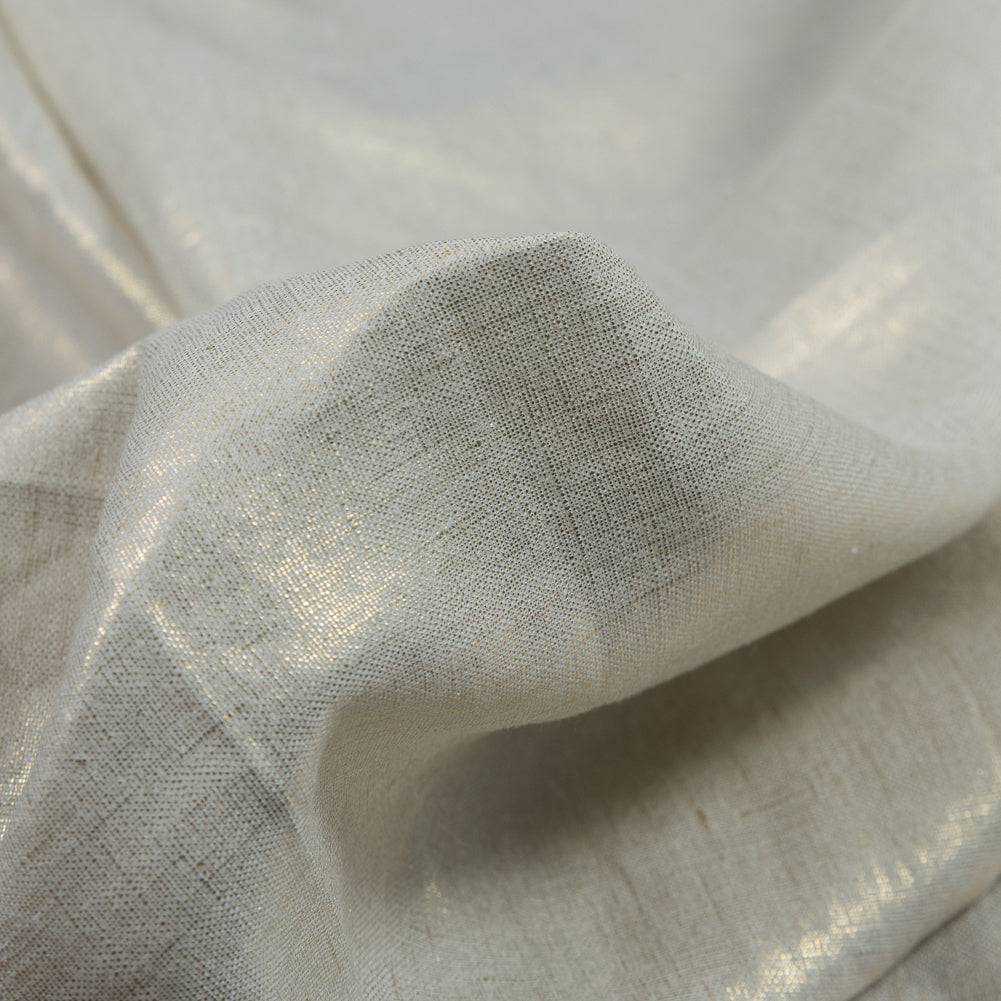 Lightweight Linen Woven with Metallic Gold Foil - Ivory - Simone Collection Full
