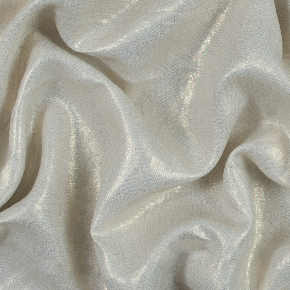 Lightweight Linen Woven with Metallic Gold Foil - Ivory - Simone Collection