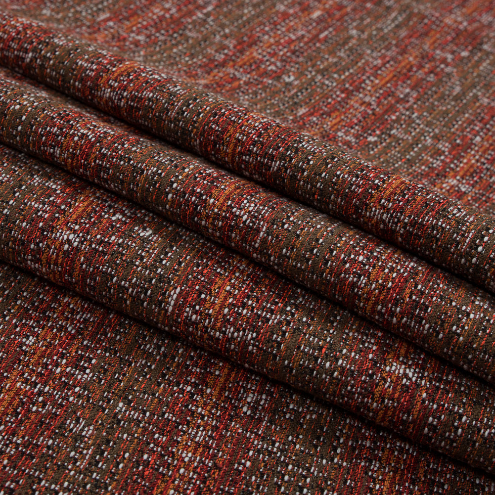Red, Orange and Brown Cotton Tweed - Folded