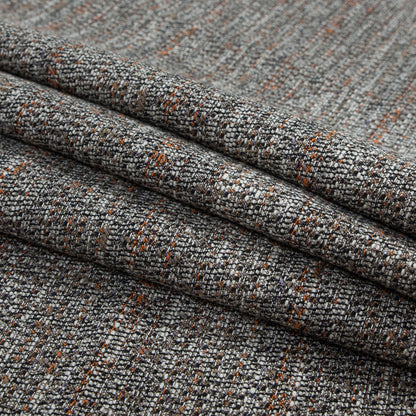 Truffle, Orange and White Cotton Tweed - Folded